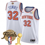 New Yok Knicks #32 Karl-Anthony Towns White 2026 Finals Patch And Finals Champions Patch Association Edition Stitched Basketball Jersey New Yok Knicks #32 Karl-Anthony Towns White 2026 Finals Patch And Finals Champions Patch Association Edition Stitched Basketball Jersey
