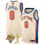 New Yok Knicks #8 OG Anunoby Cream 2026 Finals Patch And Finals Champions Patch City Edition Stitched Basketball Jersey New Yok Knicks #8 OG Anunoby Cream 2026 Finals Patch And Finals Champions Patch City Edition Stitched Basketball Jersey