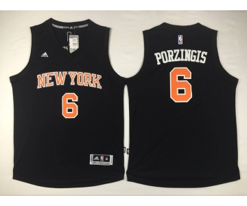 New York Knicks #6 Porzingis 2016 Home Black New Swingman Jersey[Porzingis]