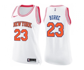 Women Nike New York Knicks #23 Trey Burke White Pink NBA Swingman Fashion Jersey