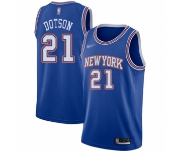 Women's New York Knicks #21 Damyean Dotson Swingman Blue Basketball Jersey - Statement Edition