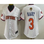 Women's New York Knicks #3 Josh Hart White 2026 Finals Patch Stitched Baseball Jersey Women's New York Knicks #3 Josh Hart White 2026 Finals Patch Stitched Baseball Jersey