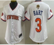 Women's New York Knicks #3 Josh Hart White 2026 Finals Patch Stitched Baseball Jersey Women's New York Knicks #3 Josh Hart White 2026 Finals Patch Stitched Baseball Jersey