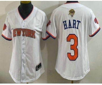 Women's New York Knicks #3 Josh Hart White 2026 Finals Patch Stitched Baseball Jersey