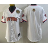 Women's New York Knicks Blank White 2026 Finals Eastern Conference Champions Patch Stitched Baseball Jersey Women's New York Knicks Blank White 2026 Finals Eastern Conference Champions Patch Stitched Baseball Jersey