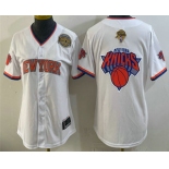 Women's New York Knicks Team Big Logo White 2026 Finals Eastern Conference Champions Patch Stitched Baseball Jersey