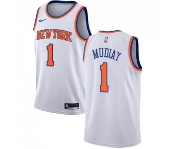Women's Nike New York Knicks #1 Emmanuel Mudiay Authentic White NBA Jersey - Association Edition