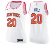 Women's Nike New York Knicks #20 Kevin Knox Swingman White Pink Fashion NBA Jersey