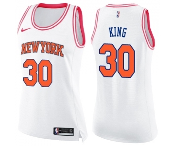 Women's Nike New York Knicks #30 Bernard King Swingman White Pink Fashion NBA Jersey