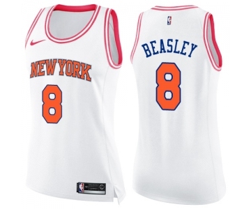 Women's Nike New York Knicks #8 Michael Beasley Swingman White Pink Fashion NBA Jersey