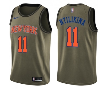 Youth Nike New York Knicks #11 Frank Ntilikina Swingman Green Salute to Service NBA Jersey