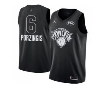 Youth Nike New York Knicks #6 Kristaps Porzingis Black NBA Jordan Swingman 2018 All-Star Game Jersey