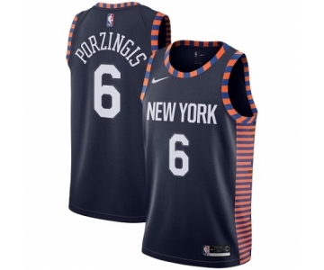 Youth Nike New York Knicks #6 Kristaps Porzingis Swingman Navy Blue NBA Jersey - 2018-19 City Edition