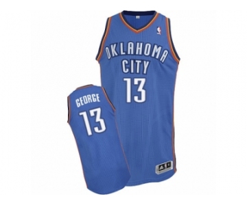 Men Adidas Oklahoma City Thunder #13 Paul George Authentic Royal Blue Road NBA Jersey