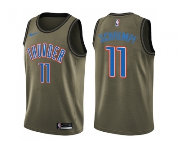 Men Nike Oklahoma City Thunder #11 Detlef Schrempf Green Salute to Service NBA Swingman Jersey