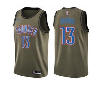 Men Nike Oklahoma City Thunder #13 Paul George Green Salute to Service NBA Swingman Jersey