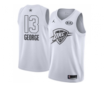Men Nike Oklahoma City Thunder #13 Paul George White NBA Jordan Swingman 2018 All-Star Game Jersey