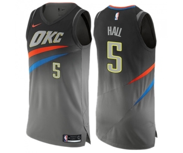 Men's Nike Oklahoma City Thunder #5 Devon Hall Authentic Gray NBA Jersey - City Edition