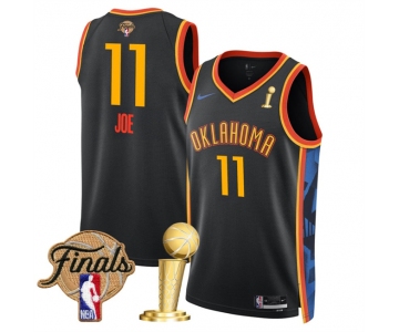Men's Oklahoma City Thunder #11 Isaiah Joe Black 2025 Finals Patch And Finals Champions Patch City Edition Stitched Basketball Jersey