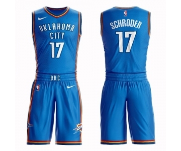 Men's Oklahoma City Thunder #17 Dennis Schroder Swingman Royal Blue Basketball Suit Jersey - Icon Edition