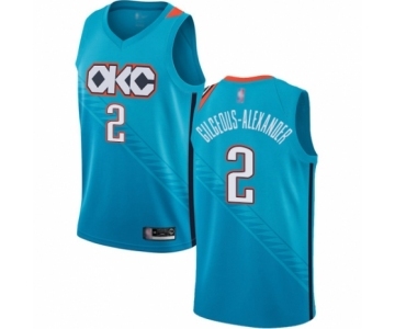 Men's Oklahoma City Thunder #2 Shai Gilgeous-Alexander Authentic Turquoise Basketball Jersey - City Edition