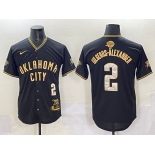 Men's Oklahoma City Thunder #2 Shai Gilgeous-Alexander Black Gold 2025 Finals Vapor Stitched Baseball Jersey