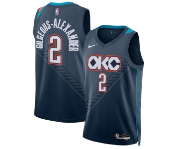 Men's Oklahoma City Thunder #2 Shai Gilgeous-Alexander Navy 2025-26 City Edition Swingman Stitched Basketball Jersey