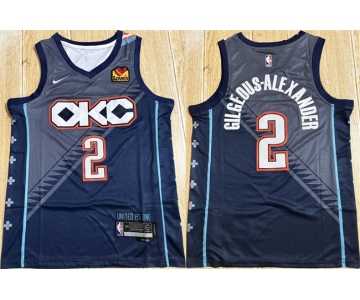 Men's Oklahoma City Thunder #2 Shai Gilgeous-Alexander Navy Stitched Basketball Jersey