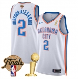 Men's Oklahoma City Thunder #2 Shai Gilgeous-Alexander White 2025 Finals Patch And Finals Champions Patch Association Edition Stitched Basketball Jersey