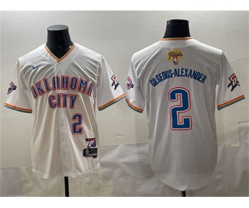 Men's Oklahoma City Thunder #2 Shai Gilgeous-Alexander White 2025 Finals Vapor Stitched Baseball Jersey