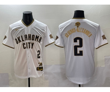 Men's Oklahoma City Thunder #2 Shai Gilgeous-Alexander White Gold 2025 Finals Vapor Stitched Baseball Jersey