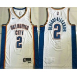 Men's Oklahoma City Thunder #2 Shai Gilgeous-Alexander White Icon Sponsor AU Jersey