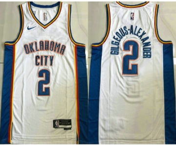 Men's Oklahoma City Thunder #2 Shai Gilgeous-Alexander White Icon Sponsor AU Jersey