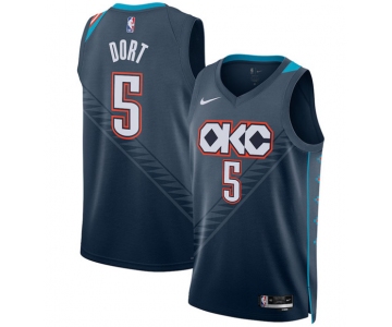 Men's Oklahoma City Thunder #5 Luguentz Dort Navy 2025-26 City Edition Swingman Stitched Basketball Jersey