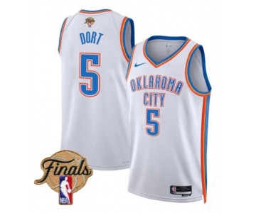 Men's Oklahoma City Thunder #5 Luguentz Dort White 2025 Association Edition Stitched Basketball Jersey