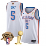 Men's Oklahoma City Thunder #5 Luguentz Dort White 2025 Finals Patch And Finals Champions Patch Association Edition Stitched Basketball Jersey