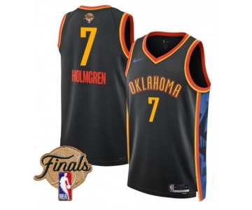 Men's Oklahoma City Thunder #7 Chet Holmgren Black 2025 Finals City Edition Stitched Basketball Jersey