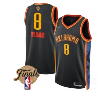 Men's Oklahoma City Thunder #8 Jalen Williams Black 2025 Finals City Edition Stitched Basketball Jersey