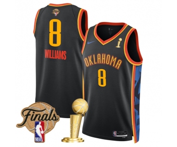 Men's Oklahoma City Thunder #8 Jalen Williams Black 2025 Finals Patch And Finals Champions Patch City Edition Stitched Basketball Jersey
