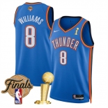 Men's Oklahoma City Thunder #8 Jalen Williams Blue 2025 Finals Patch And Finals Champions Patch Icon Edition Stitched Basketball Jersey