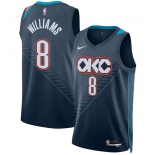 Men's Oklahoma City Thunder #8 Jalen Williams Navy 2025-26 City Edition Swingman Stitched Basketball Jersey Men's Oklahoma City Thunder #8 Jalen Williams Navy 2025-26 City Edition Swingman Stitched Basketball Jersey