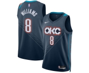 Men's Oklahoma City Thunder #8 Jalen Williams Navy 2025-26 City Edition Swingman Stitched Basketball Jersey Men's Oklahoma City Thunder #8 Jalen Williams Navy 2025-26 City Edition Swingman Stitched Basketball Jersey