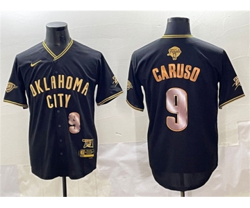 Men's Oklahoma City Thunder #9 Alex Caruso Black Gold 2025 Finals Vapor Stitched Baseball Jersey