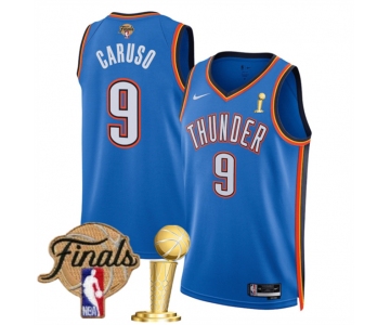 Men's Oklahoma City Thunder #9 Alex Caruso Blue 2025 Finals Patch And Finals Champions Patch Icon Edition Stitched Basketball Jersey