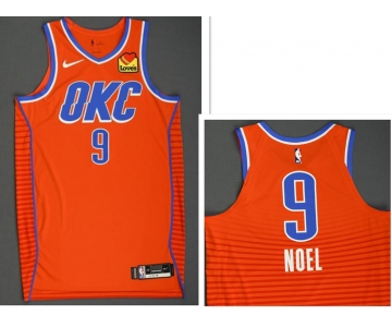 Men's Oklahoma City Thunder #9 Nerlens Noel Orange Statement Edition Stitched Basketball Jersey