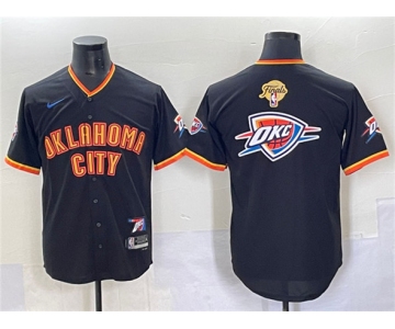 Men's Oklahoma City Thunder Team Big Logo Black 2025 Finals Vapor Stitched Baseball Jersey