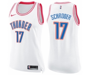 Women's Nike Oklahoma City Thunder #17 Dennis Schroder Swingman White Pink Fashion NBA Jersey