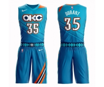 Youth Oklahoma City Thunder #35 Kevin Durant Swingman Turquoise Basketball Suit Jersey - City Edition