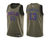 Men Nike Philadelphia 76ers #13 Wilt Chamberlain Green Salute to Service NBA Swingman Jersey