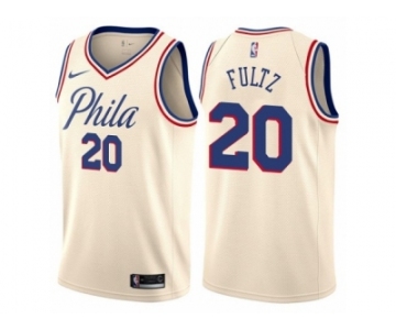 Men Nike Philadelphia 76ers #20 Markelle Fultz Authentic Cream NBA Jersey - City Edition